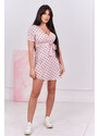 K-Fashion Pudrově růžové puntíkované šaty