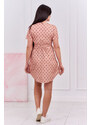 K-Fashion Tmavě meruňkové puntíkované šaty
