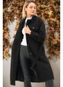 Z6777 DEWBERRY LADIES' COAT-PLAIN BLACK