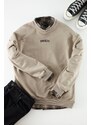 Trendyol Mink Oversize/Wide-Fit Brooklyn City Text Embroidery Thick Cotton Sweatshirt