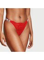 Victoria's Secret červené krajkové tanga kalhotky Double Shine Strap Smooth Thong Panty