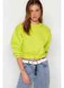 Trendyol Yellow Casual Fit Crop Basic Crew Neck Fleece Inside Knitted Knitted Sweatshirt