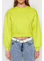 Trendyol Yellow Casual Fit Crop Basic Crew Neck Fleece Inside Knitted Knitted Sweatshirt