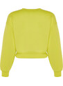 Trendyol Yellow Casual Fit Crop Basic Crew Neck Fleece Inside Knitted Knitted Sweatshirt