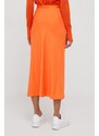 Sukně Calvin Klein oranžová barva, midi, áčková