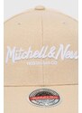 Čepice s vlněnou směsí Mitchell&Ness béžová barva, s aplikací