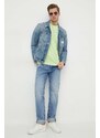 Džínová bunda Calvin Klein Jeans pánská, tmavomodrá barva, přechodná