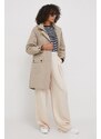 Kabát Tommy Hilfiger dámský, béžová barva, přechodný