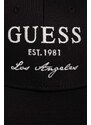Bavlněná baseballová čepice Guess černá barva, s aplikací, V4RZ01 WFKN0