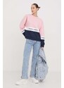 Mikina Tommy Jeans dámská, růžová barva, vzorovaná