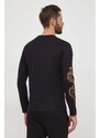 Bavlněné tričko s dlouhým rukávem Armani Exchange černá barva, s aplikací, 3DZTDE ZJ9JZ