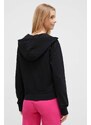 Bavlněná mikina Guess ELEANORA dámská, černá barva, s kapucí, aplikací, V4RQ04 KC5O0