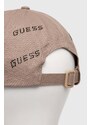 Bavlněná baseballová čepice Guess hnědá barva, s aplikací, V4RZ03 WFKN0