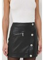 Kožená sukně Armani Exchange černá barva, mini, áčková, 3DYN50 YLP1Z