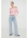 Svetr Tommy Jeans dámský, růžová barva, lehký