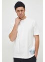 Bavlněné tričko Armani Exchange béžová barva, s aplikací, 3DZTLF ZJ9JZ