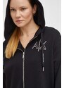 Mikina Armani Exchange dámská, černá barva, s kapucí, s potiskem, 3DYM10 YJEBZ