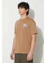 Bavlněné tričko Lacoste hnědá barva, s aplikací