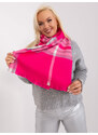 Fashionhunters Růžovo-šedý dlouhý šátek s třásněmi