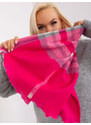 Fashionhunters Růžovo-šedý dlouhý šátek s třásněmi