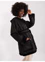 Fashionhunters Černý dámský zimní kabát s kapsami