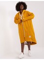 Fashionhunters Tmavě žlutá zateplená oversize mikina