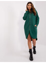 Fashionhunters Tmavě zelená asymetrická bavlněná mikina