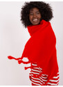 Fashionhunters Červený teplý šátek s třásněmi