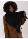Fashionhunters Černý dámský šátek s třásněmi