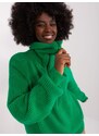 Fashionhunters Zelený rolák se zipem u výstřihu