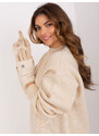 Fashionhunters Béžové dotykové rukavice s pletenou izolací