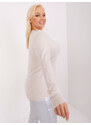 Fashionhunters Světle béžový ležérní svetr větší velikosti s manžetami