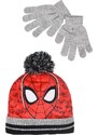 MARVEL SPIDERMAN ČERVENO-ŠEDÝ ZIMNÍ SET ČEPICE A RUKAVIC Červená