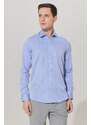 ALTINYILDIZ CLASSICS Men's Blue No-Iron Non-iron Tailored Slim Fit Slim Fit 100% Cotton Patterned Shirt.