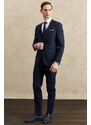 ALTINYILDIZ CLASSICS Men's Navy Blue Slim Fit Slim Fit Monocollar Nano Suit With Vest, Wool and Water and Stain Repellent.