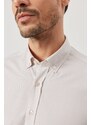 ALTINYILDIZ CLASSICS Men's Beige Slim Fit Slim Fit Buttoned Collar Patterned Shirt