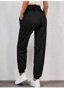 armonika Women's Black Elastic Waist and Legs Sweatpants with Pockets