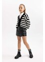 DEFACTO Girl Faux Leather Regular Fit Knitted Skirt