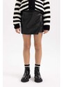 DEFACTO Girl Faux Leather Regular Fit Knitted Skirt