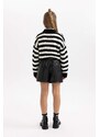 DEFACTO Girl Faux Leather Regular Fit Knitted Skirt