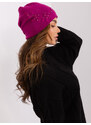 Fashionhunters Fuchsiová zimní čepice s výšivkou