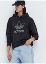 Bavlněná mikina adidas Originals Trefoil Hoodie pánská, černá barva, s kapucí, s aplikací, IU2373