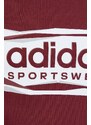 Bavlněné tričko adidas vínová barva, s potiskem, IM8303