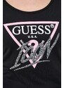 Bavlněné tričko s dlouhým rukávem Guess ICON černá barva, W4RI42 I3Z14