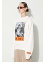 Bavlněná mikina Heron Preston Nf Heron Bw Crewneck dámská, béžová barva, s potiskem, HWBA014C99JER0030110