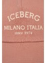 Bavlněná baseballová čepice Iceberg růžová barva, s potiskem