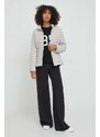 Péřová bunda Calvin Klein dámská, šedá barva, přechodná