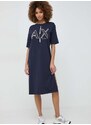 Bavlněné šaty Armani Exchange tmavomodrá barva, mini, 3DYA70 YJ3RZ