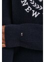 Bavlněný svetr Tommy Hilfiger tmavomodrá barva, hřejivý