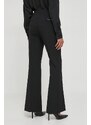 Kalhoty Calvin Klein dámské, černá barva, zvony, high waist